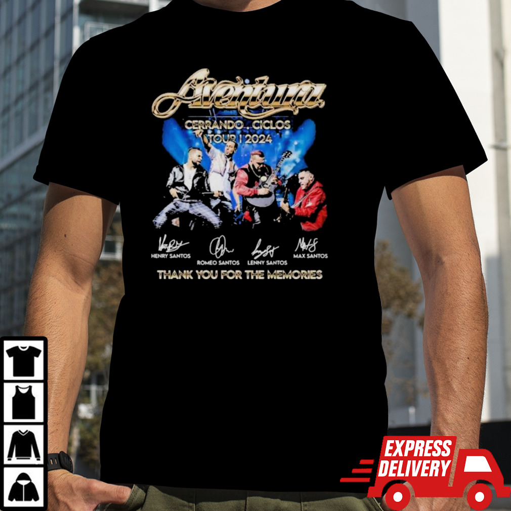 Official Aventura Cerrando Ciclos Tour 2024 Thank You For The Memories T-Shirt