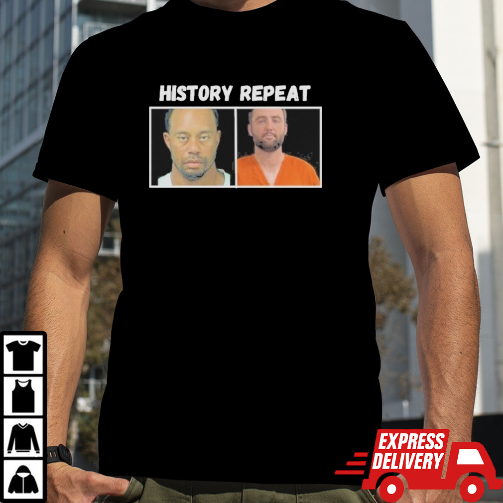 Official History Repeat Scottie Scheffler And Tiger Woods Mugshot Shirt