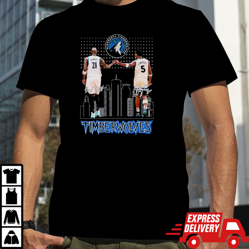 Official Minnesota Timberwolves Kevin Garnett And Anthony Edwards Signatures Shirt