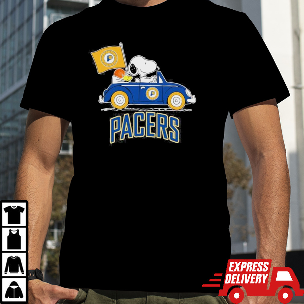 Official Peanuts Snoopy And Woodstock On Car Indiana Pacers Basketball NBA Playoffs Shirt