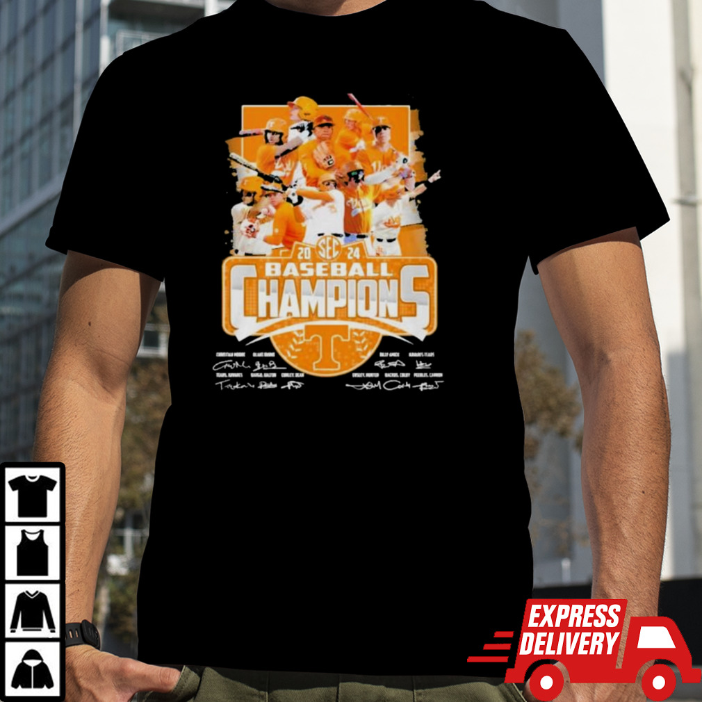 Official Tennessee Volunteers Team 2024 SEC Baseball Champions Signatures Shirt