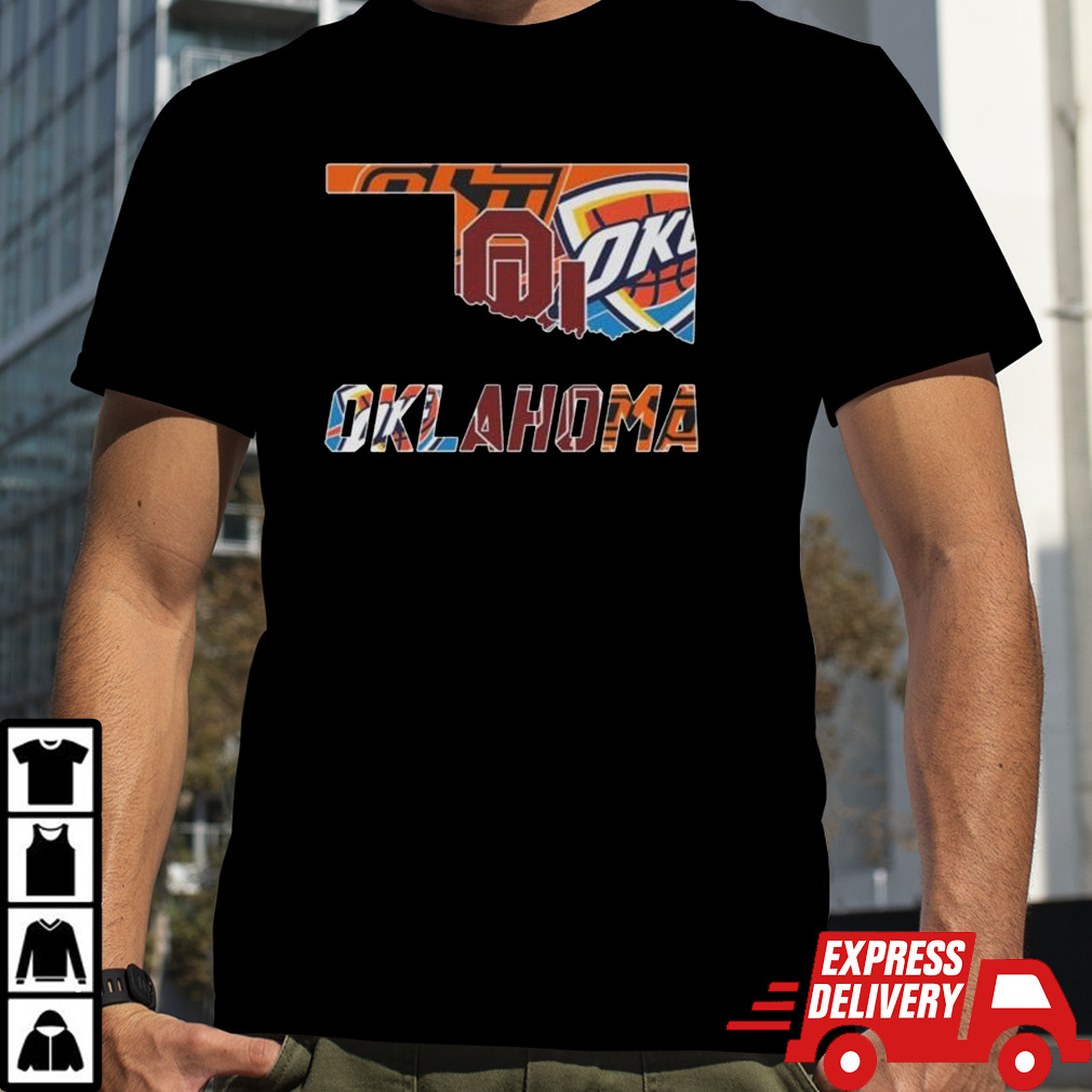 Oklahoma Sports Teams Oklahoma Sooners Oklahoma State Cowboys And Oklahoma City Thunder 2024 shirt