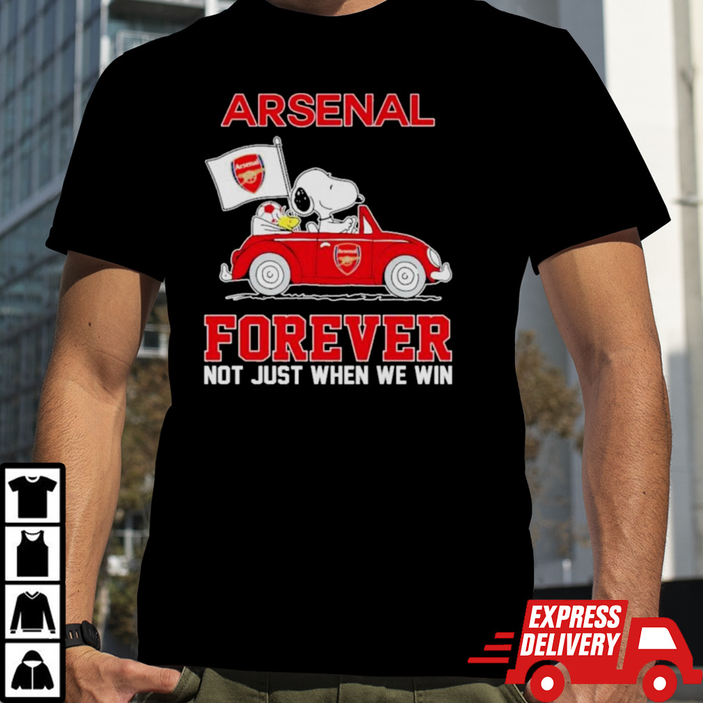 Peanuts Snoopy And Woodstock On Car Arsenal Shirt