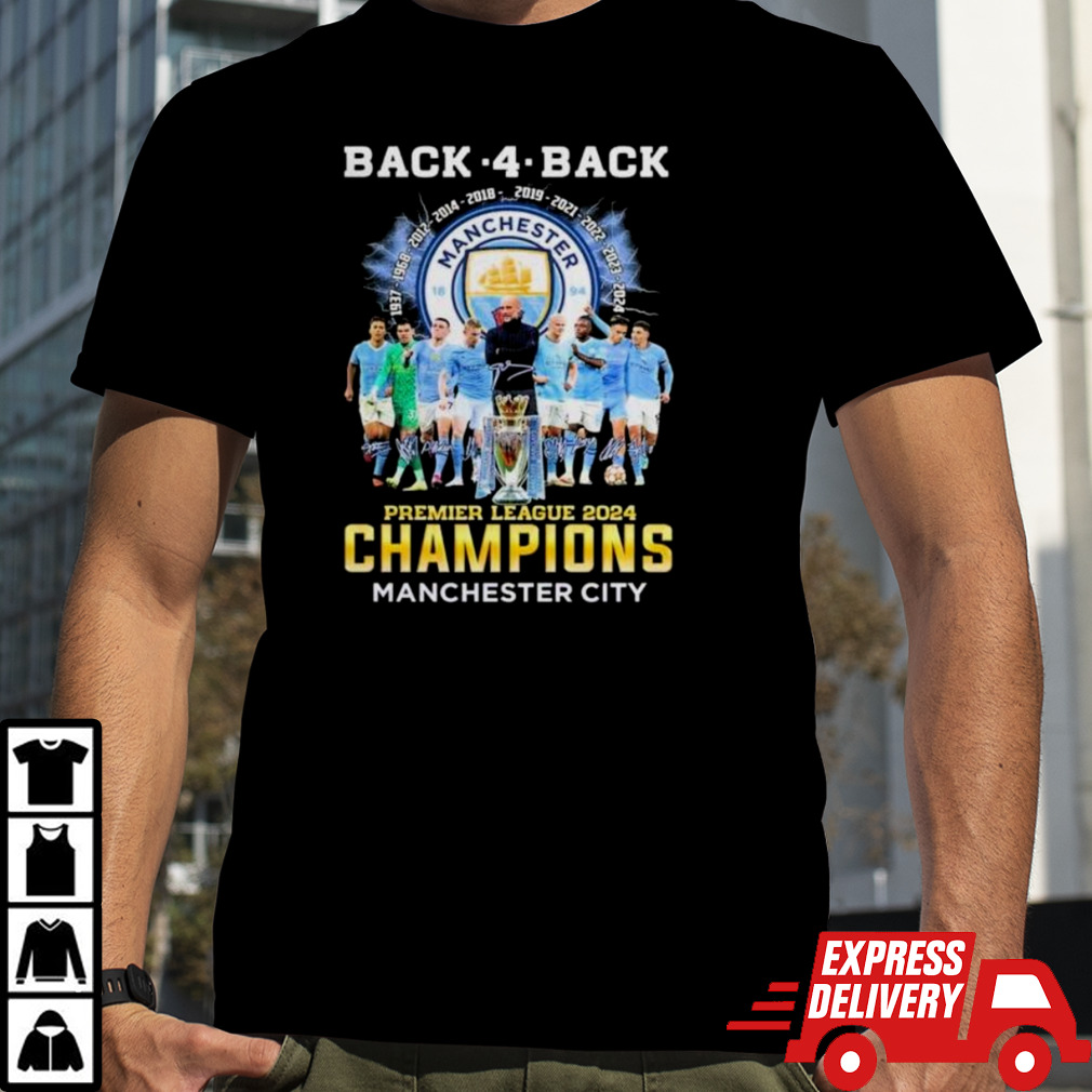 Premier League Champions Manchester City Back 4 Back 2024 Signatures shirt