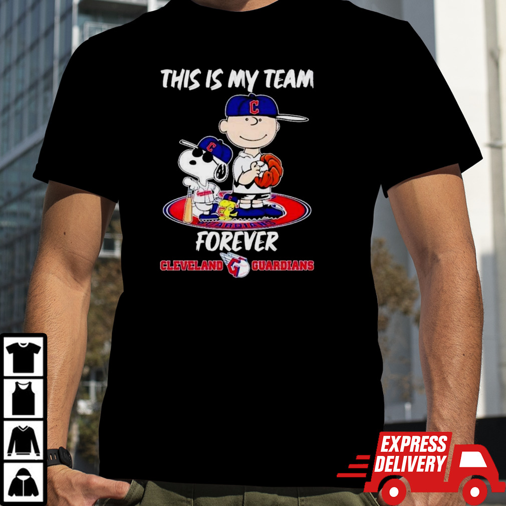 Snoopy And Charlie Brown This Is My Team Forever Cleveland Guardians Baseball Shirt