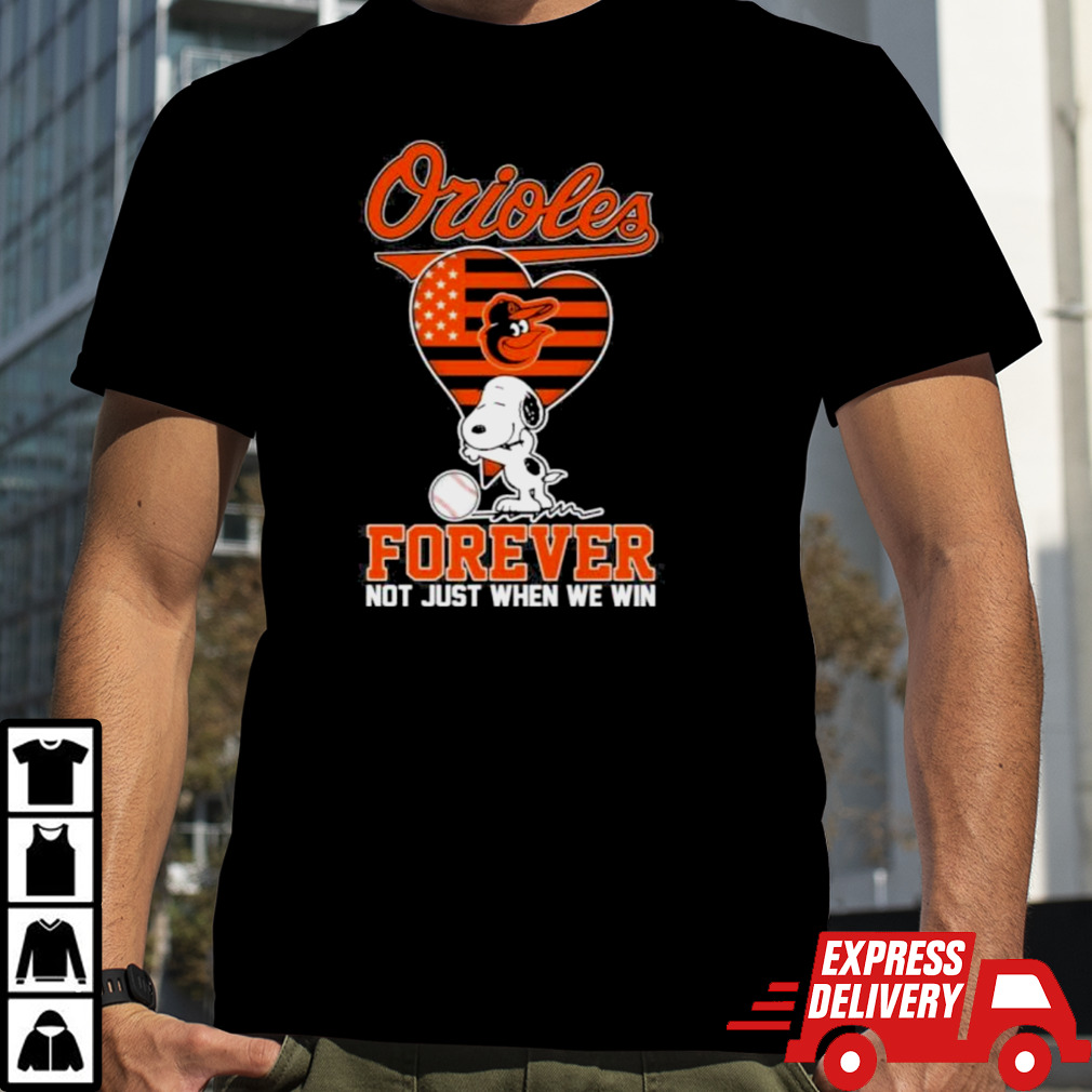 Snoopy Hug Heart Baltimore Orioles Forever Not Just When We Win Shirt