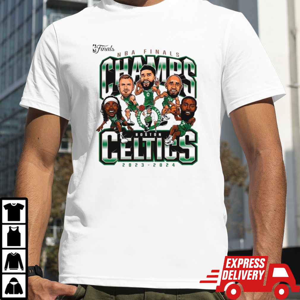 Boston Celtics 2024 NBA Finals Champions Pull Up Jumper Caricature T-Shirt