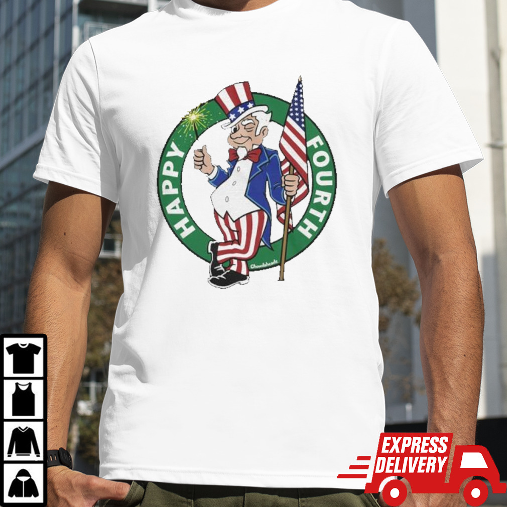 Boston Celtics Happy Fourth Uncle Sam Circle Logo T-Shirt