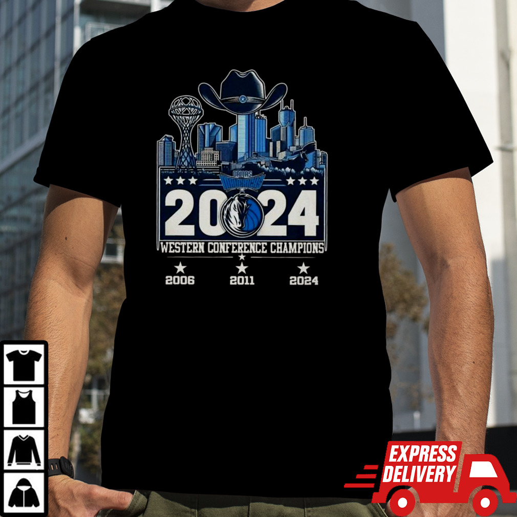 2024 Dallas Mavericks Skyline Western Conference Champions 3 Times 2006-2011-2024 T-shirt