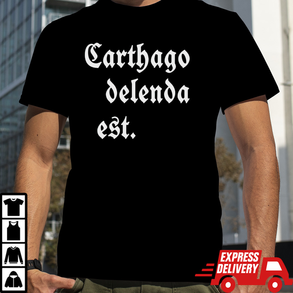 Zuck Bucks wearing carthago delenda est shirt