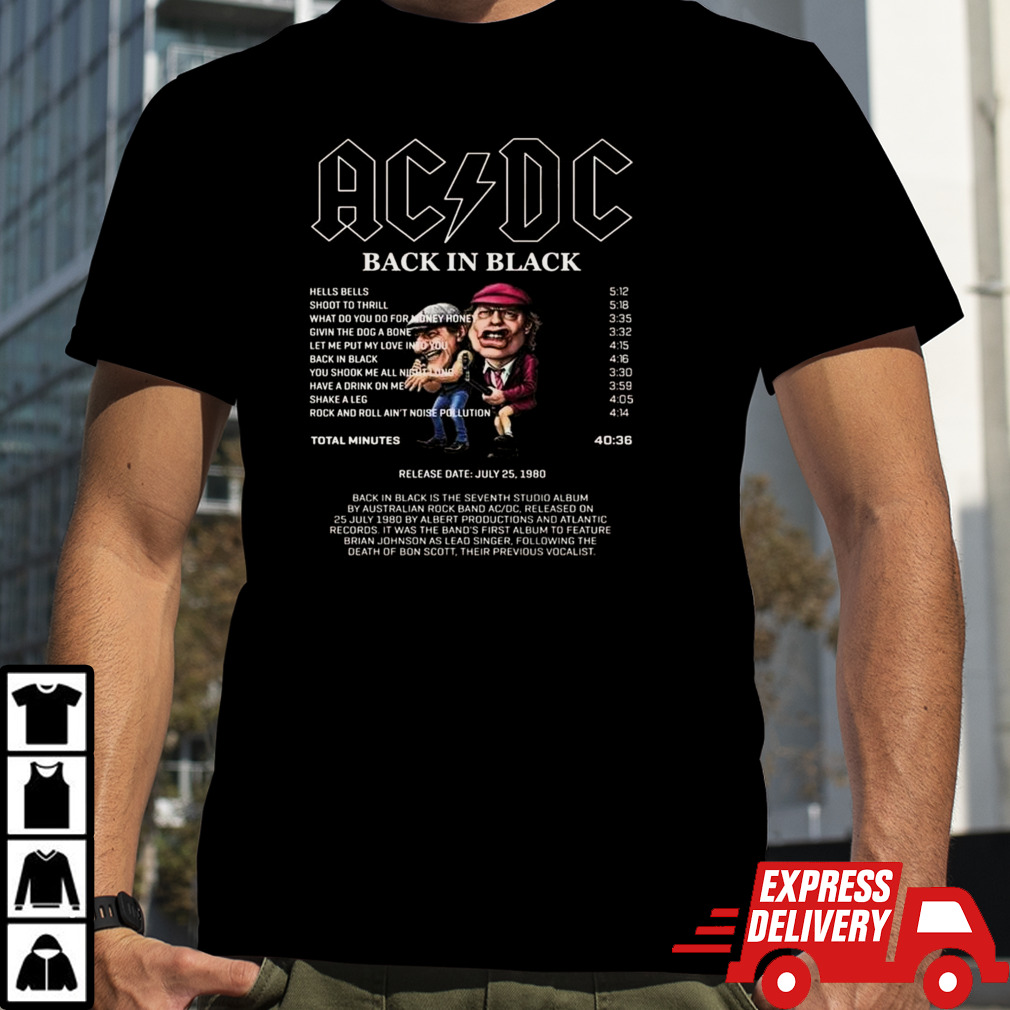 ACDC Back In Black Greatest Hits Album 1980-2024 Anniversary Shirt