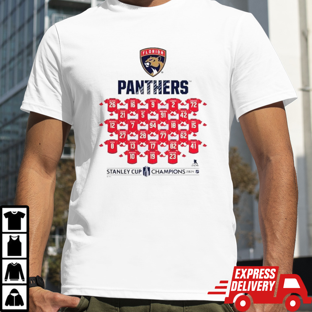 Florida Panthers 2024 Stanley Cup Champions Jersey Roster T-Shirt