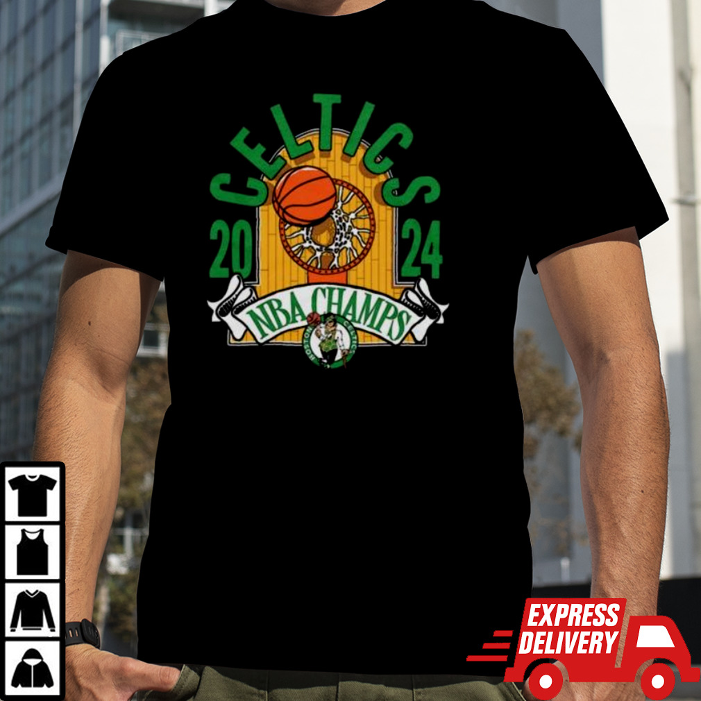 Boston Celtics 2024 NBA Finals Champions Hardwood Banner Tri-Blend shirt