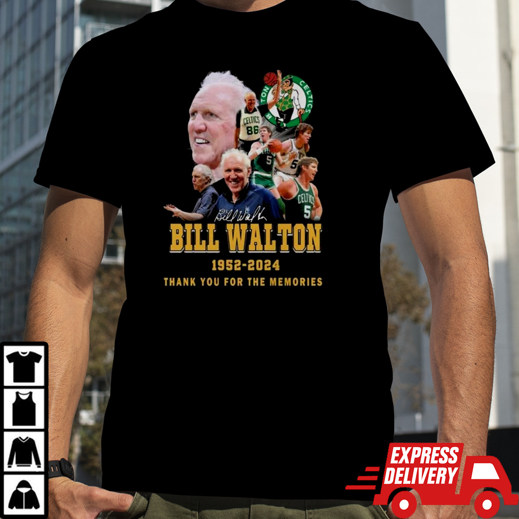 Boston Celtics Bill Walton 1952-2024 Thank You For The Memories Signature T-shirt