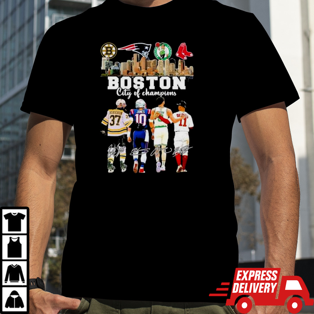 Boston Sports Teams City Of Champions Bergeron Jones Tatum And Devers Shirt