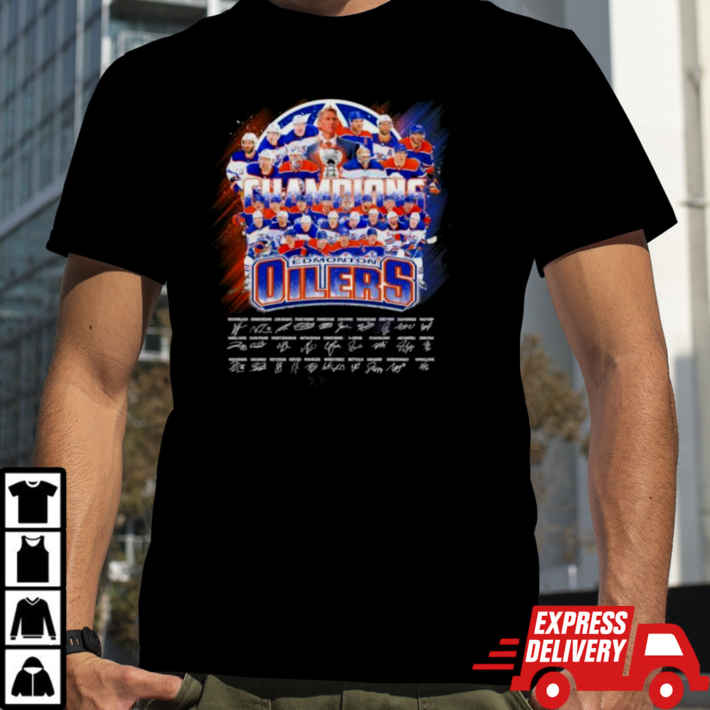 Champions Edmonton Oilers Team 2024 Signatures Shirt