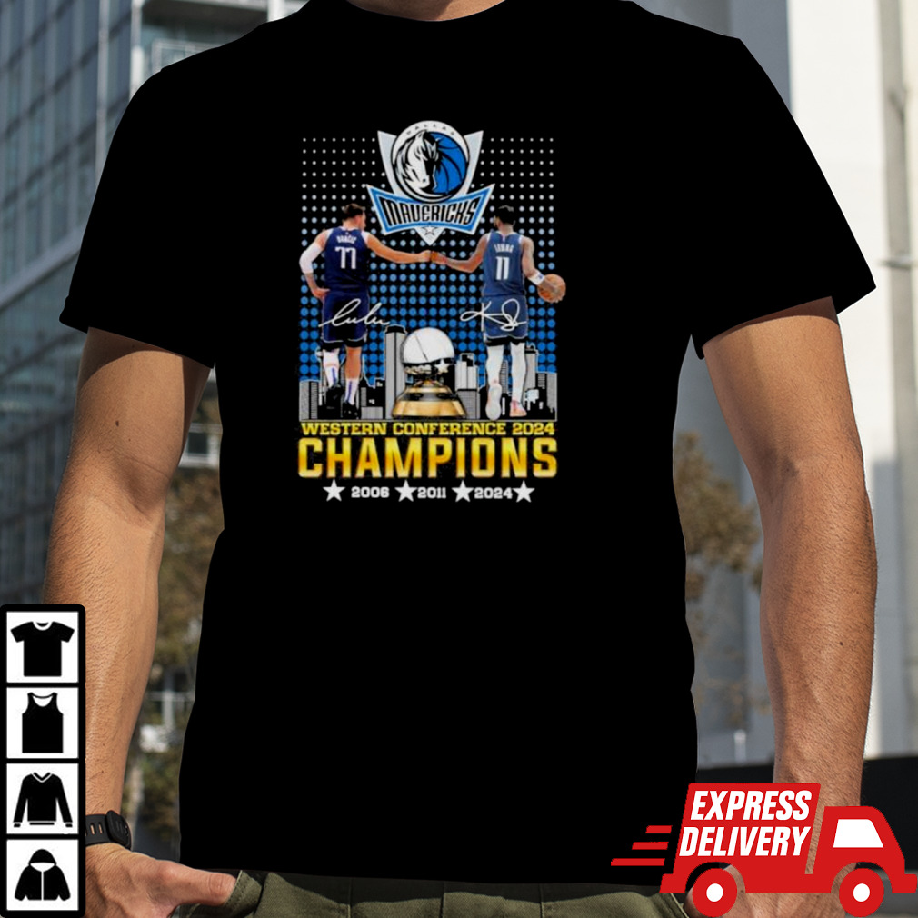 Dallas Mavericks Luka Doncic And Kyrie Irving 2024 Western Conference Champions Signatures Shirt