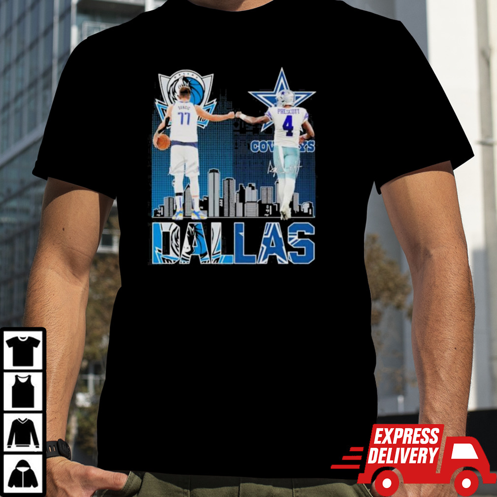 Dallas Sports Teams Luka Doncic And Dak Prescott Signatures Shirt