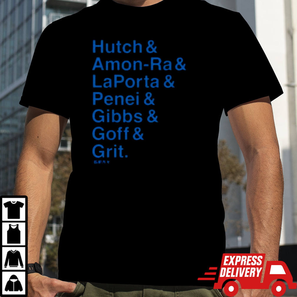 Detroit Ampersand Stars Hutch & Amon-ra & Laporta & Penei & Gibbs & Goff & Grit Shirt