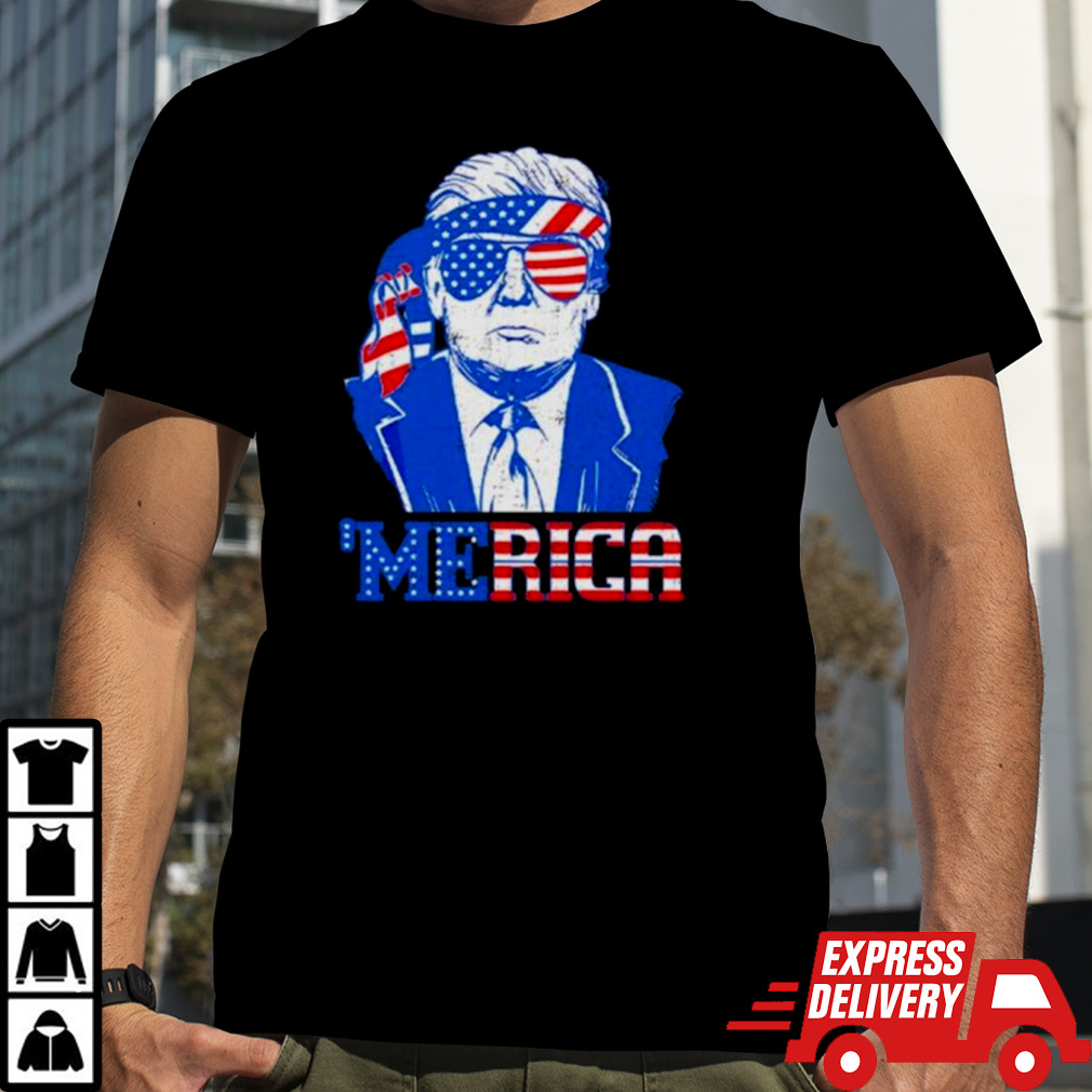 Donald Trump Merica Trump Sunglass US Flag 4th Of July T Shirt