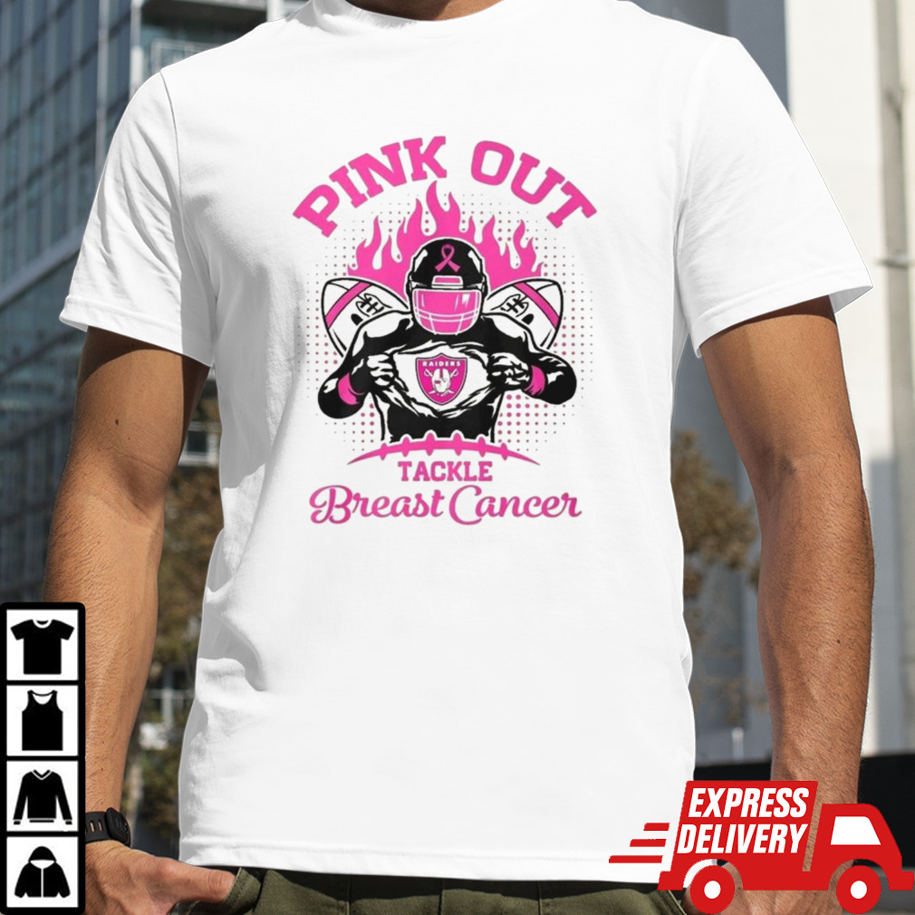 Las Vegas Raiders Football Pink Out Tackle Breast Cancer Fan T-Shirt