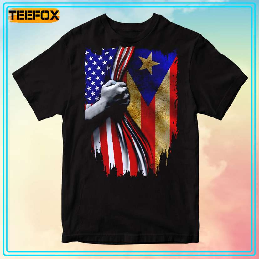 Puerto Rico Flag And American Flag Unisex T-Shirt