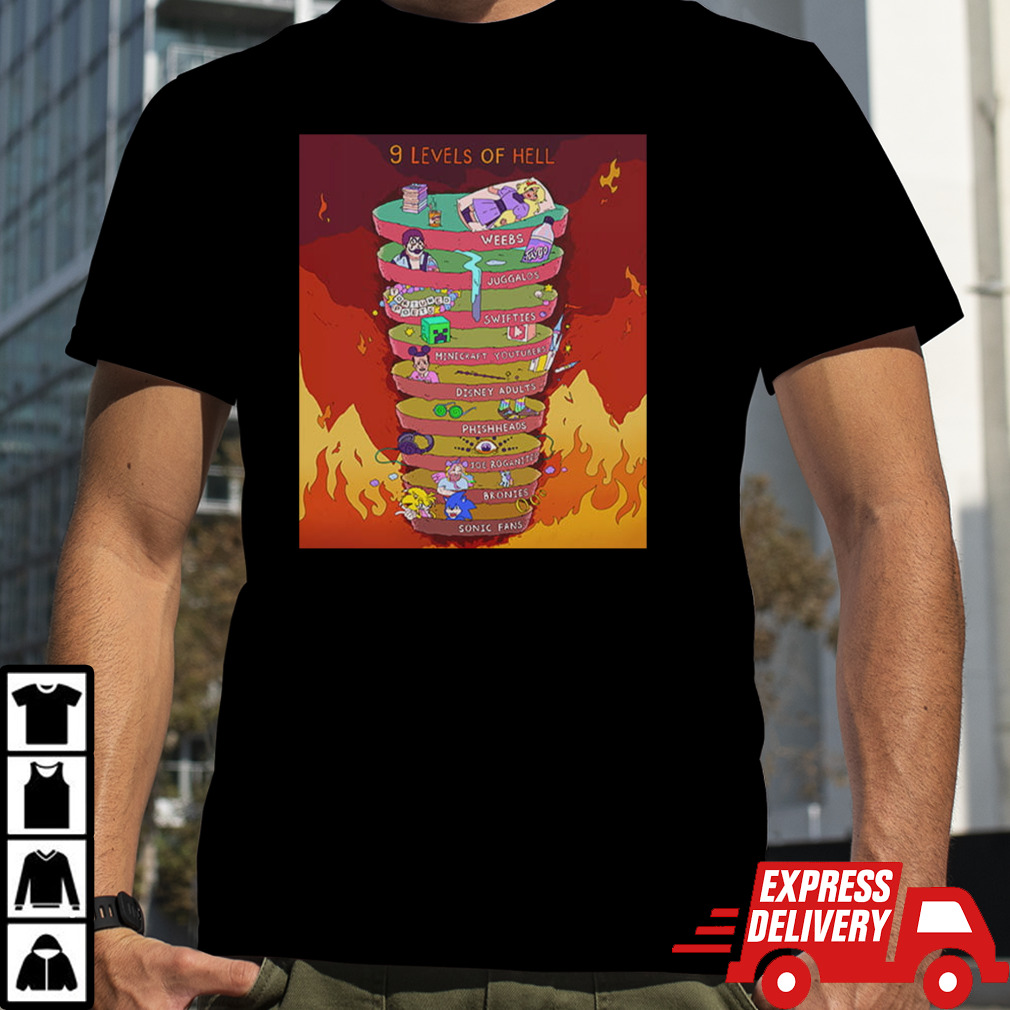 Funny Hell Is Real And This Is What It Looks Like By Adult Swim 9 Levels Of Hell T-Shirt