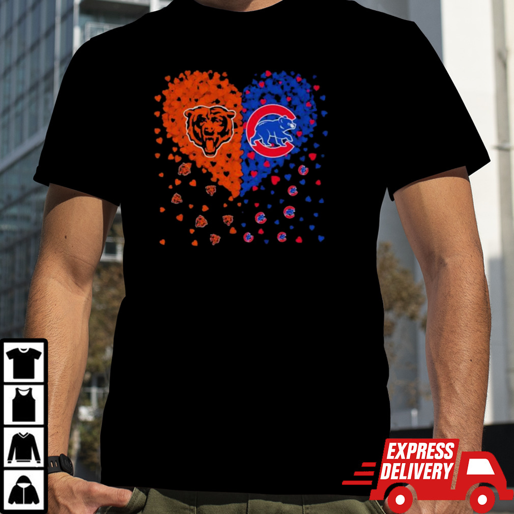 Hearts Chicago Bears And Chicago Cubs Shirt