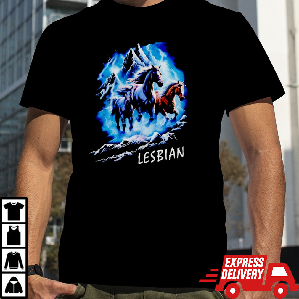 Horses running from lightning lesbian shirt