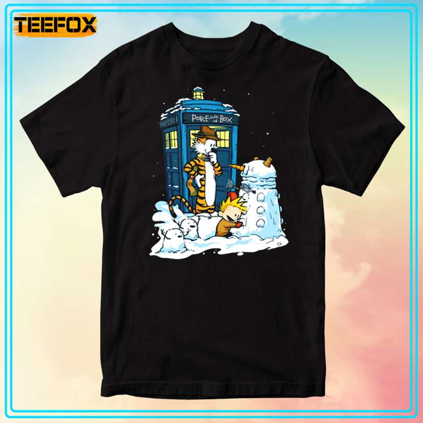 Snow Dalek Calvin And Hobbes And Doctor Who Graphic T-Shirt