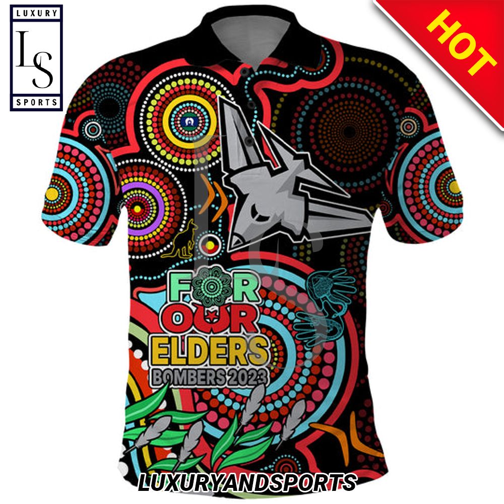 Bombers Football Aboriginal Art NAIDOC Indigenous Tribal Polo Shirt