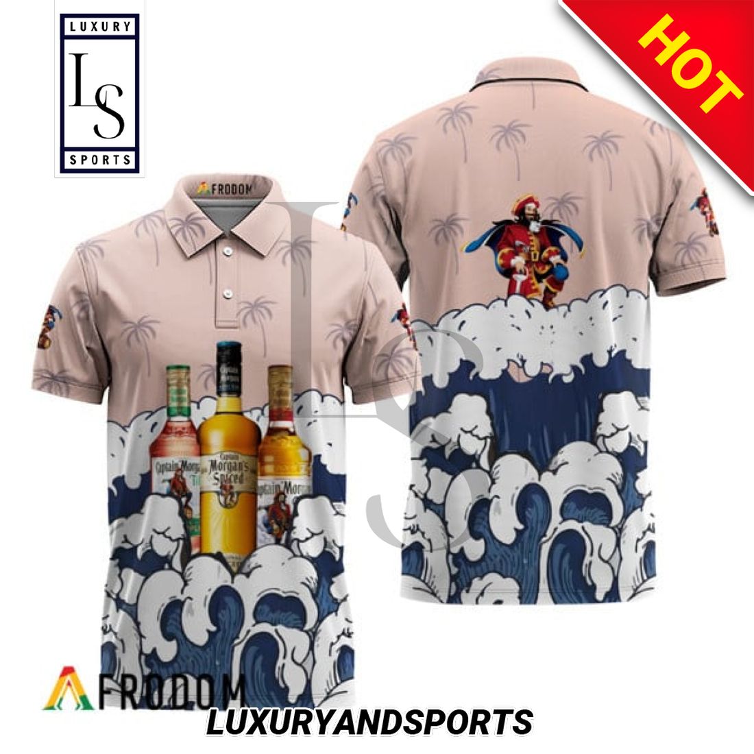 Captain Morgan Summer Great Wave off Kanagawa Polo Shirt