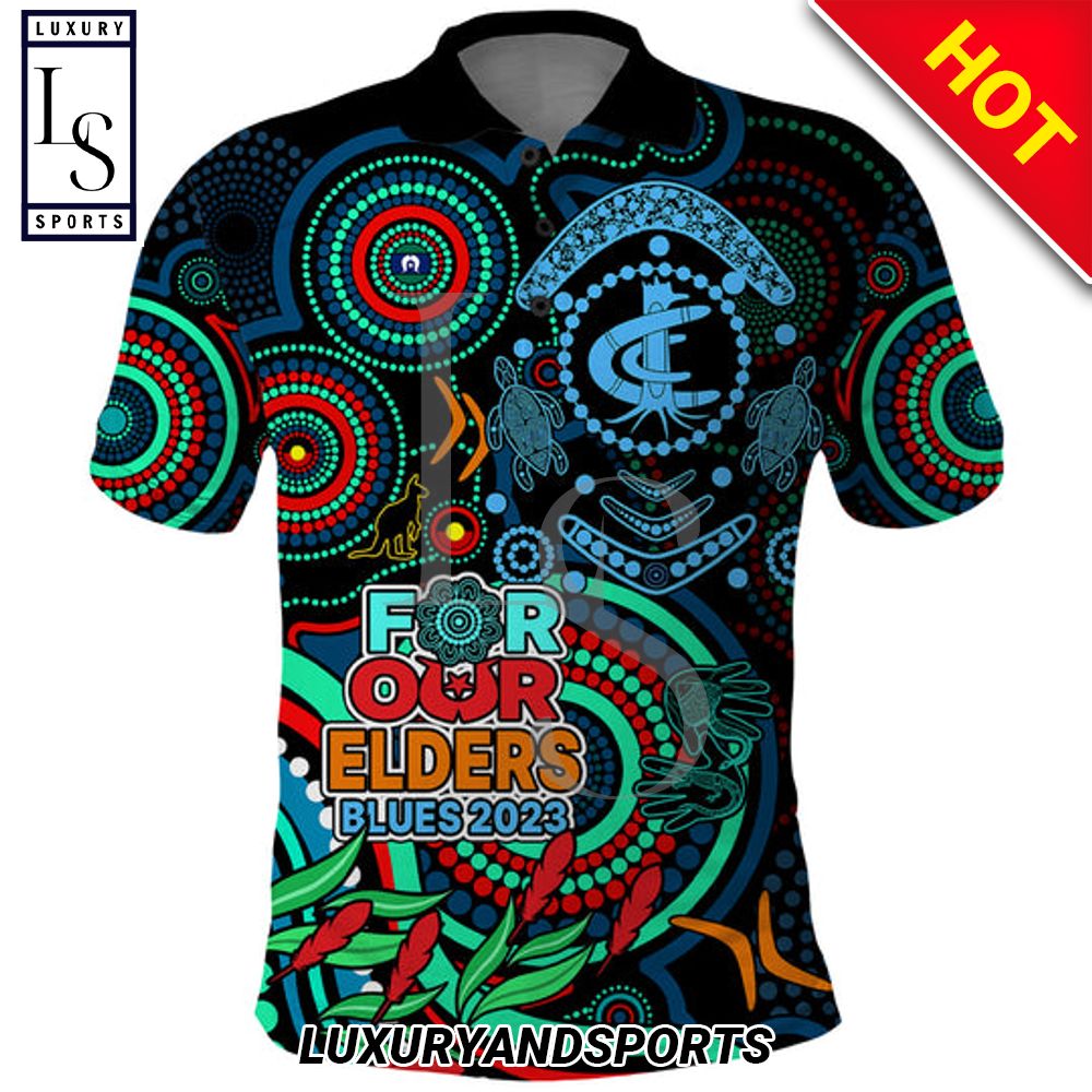 Carlton Blues Football Aboriginal Art NAIDOC Indigenous Tribal Polo Shirt