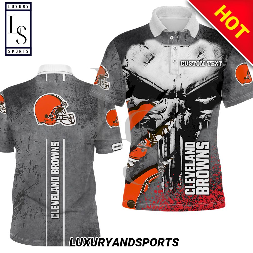 Cleveland Browns The Punisher Custom Name Polo Shirt