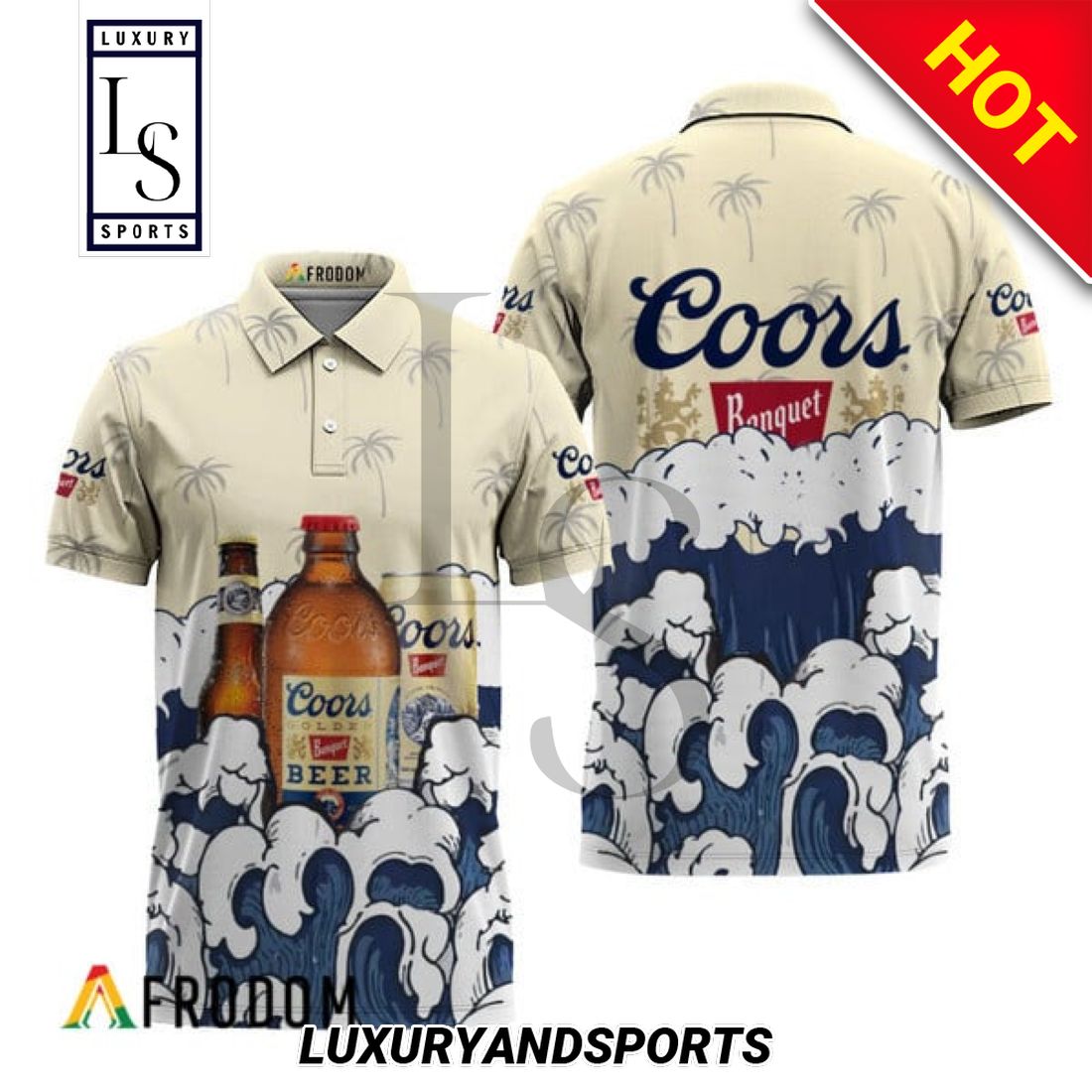 Coors Banquet Summer Great Wave off Kanagawa Polo Shirt