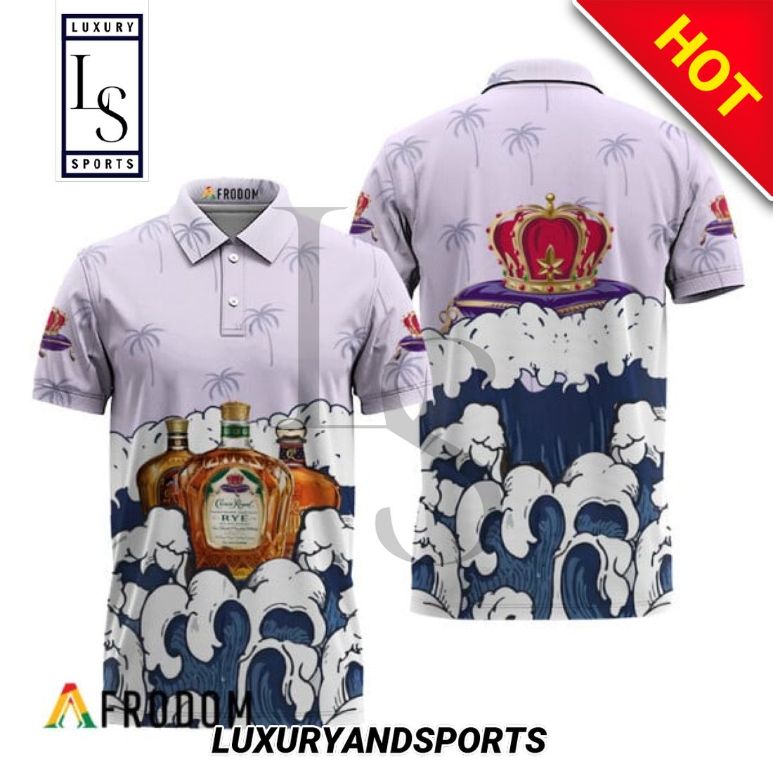 Crown Royal Summer Great Wave off Kanagawa Polo Shirt