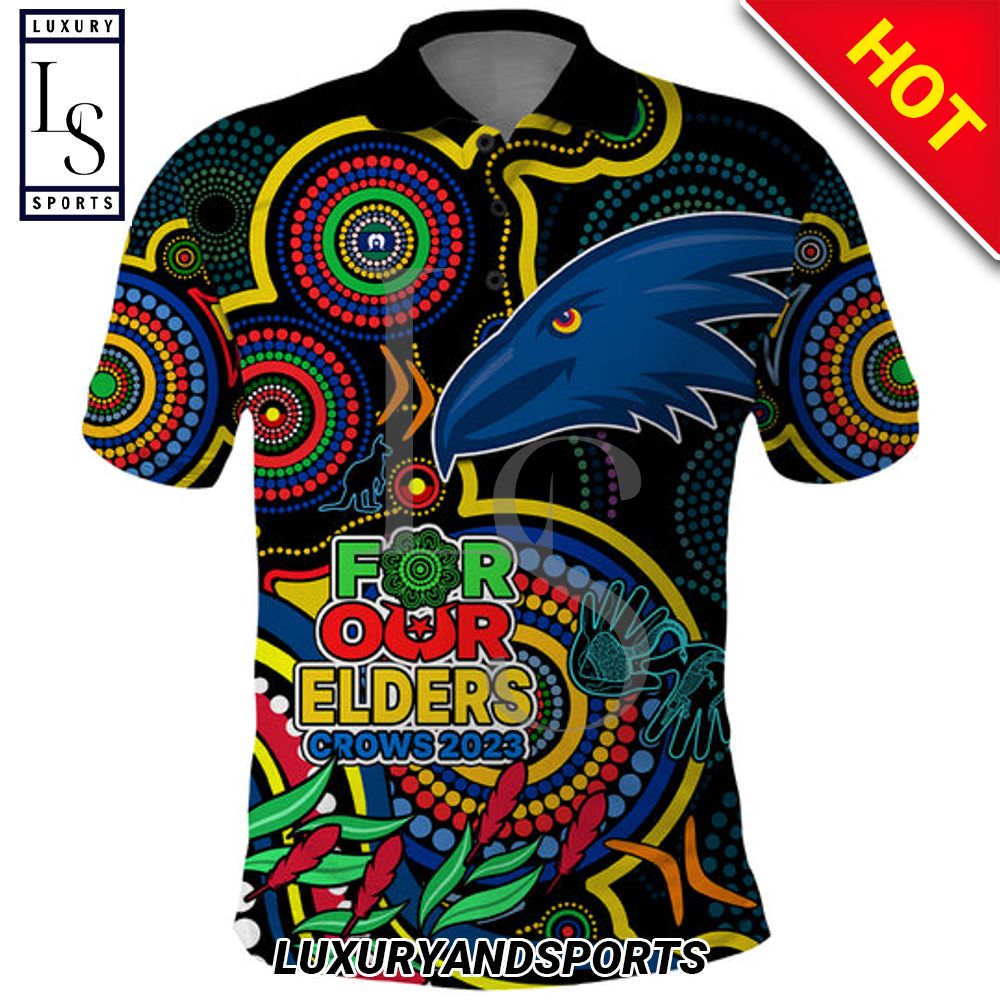 Crows Football Aboriginal Art NAIDOC Indigenous Tribal Polo Shirt