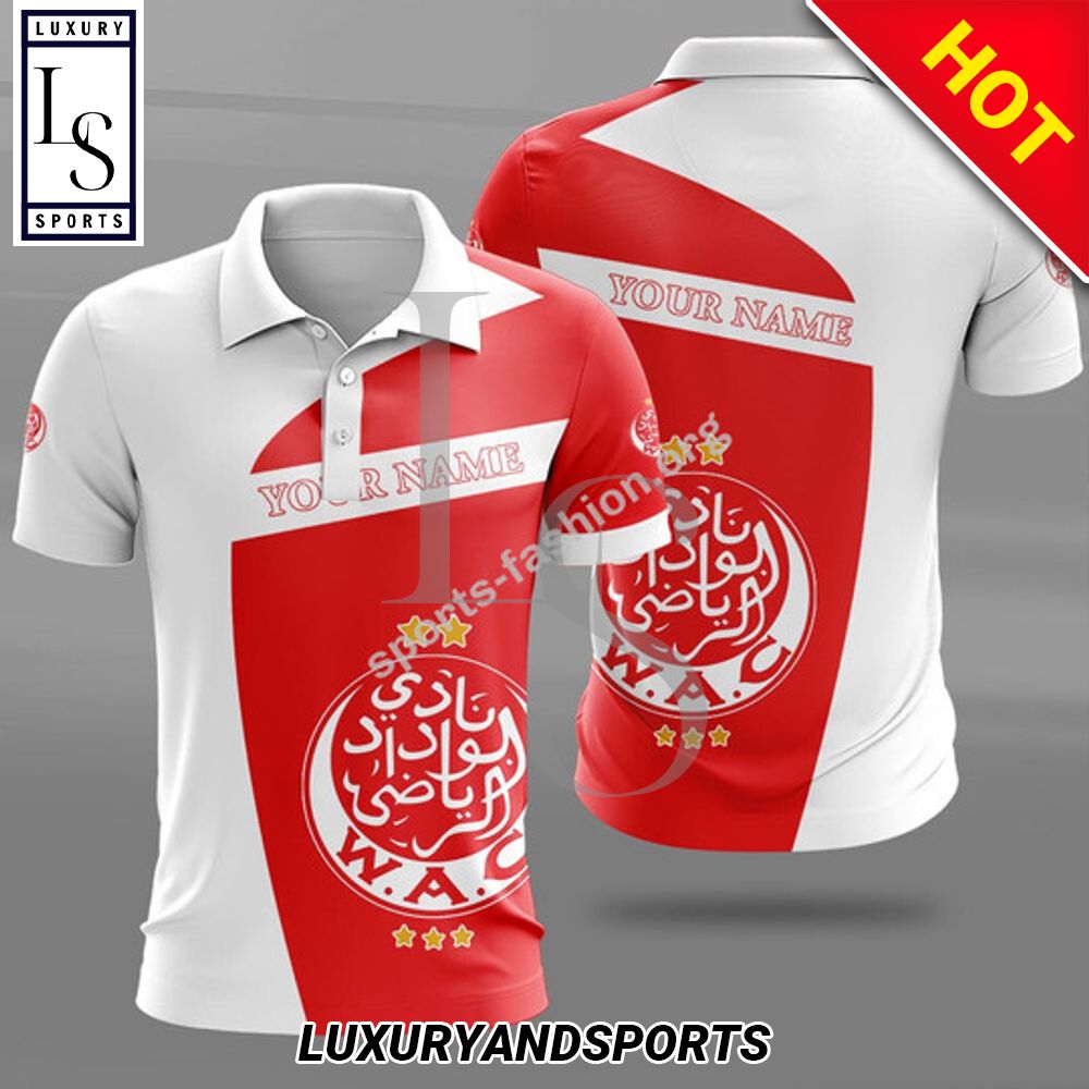 Custom Name Wydad Ac Big Logo Polo Shirt