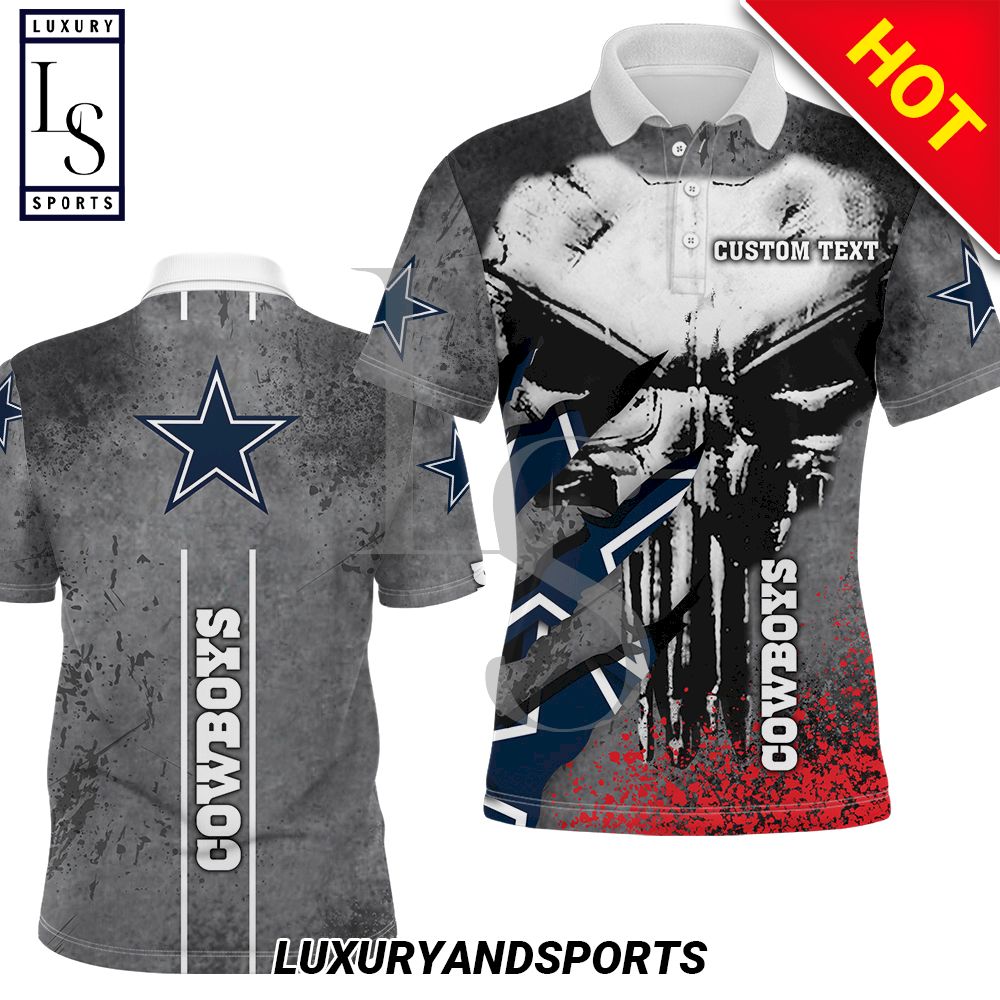 Dallas Cowboy The Punisher Custom Name Polo Shirt