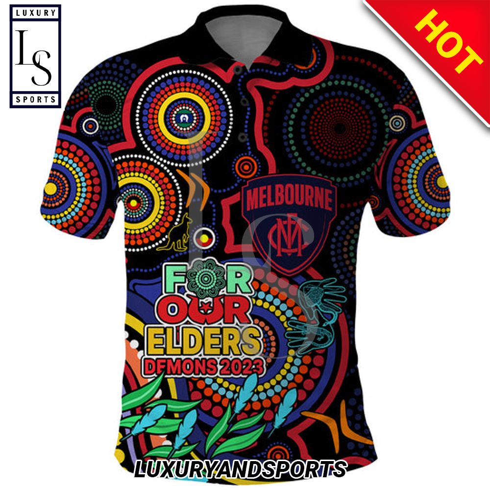 Demons Football Aboriginal Art NAIDOC Indigenous Tribal Polo Shirt