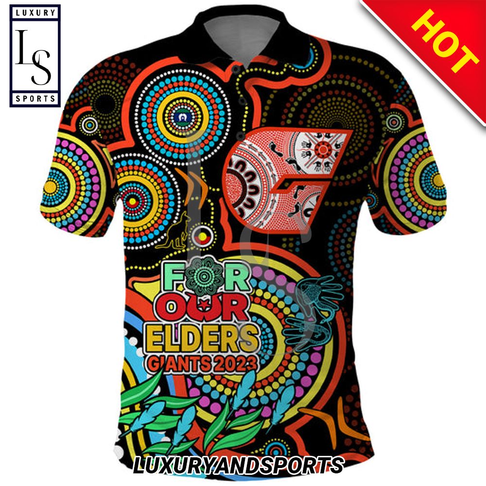 Giants Football Aboriginal Art NAIDOC Indigenous Tribal Polo Shirt