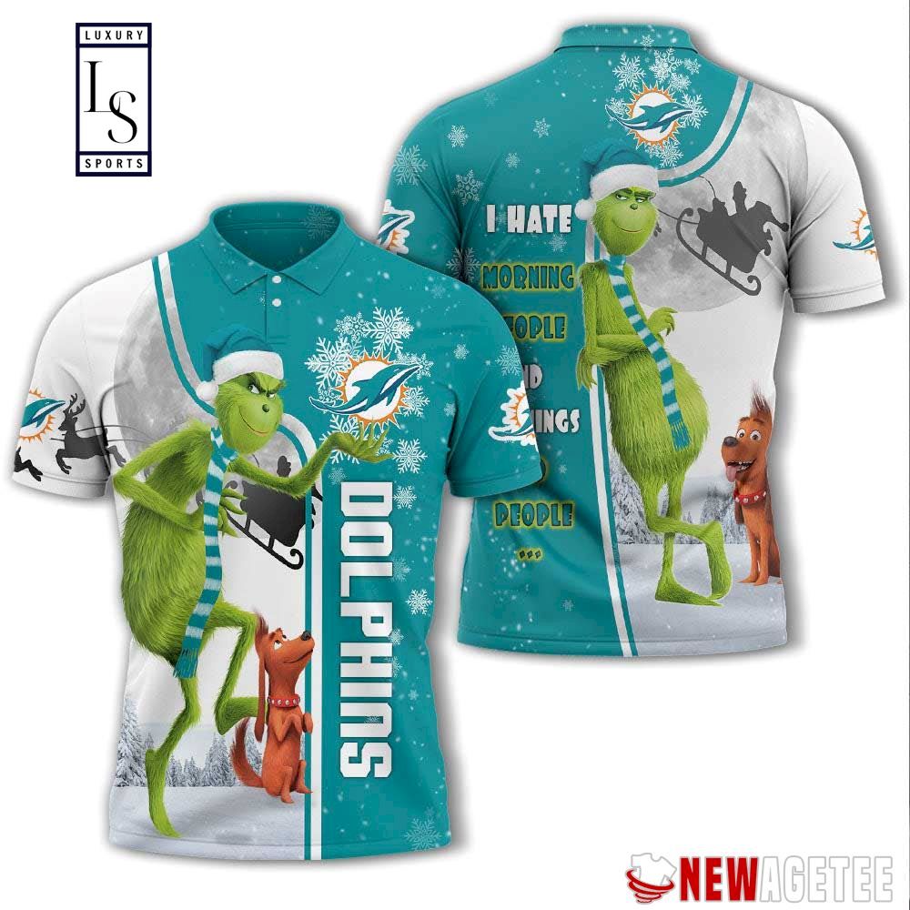 Grinch Stole Miami Dolphins in Christmas Polo Shirt