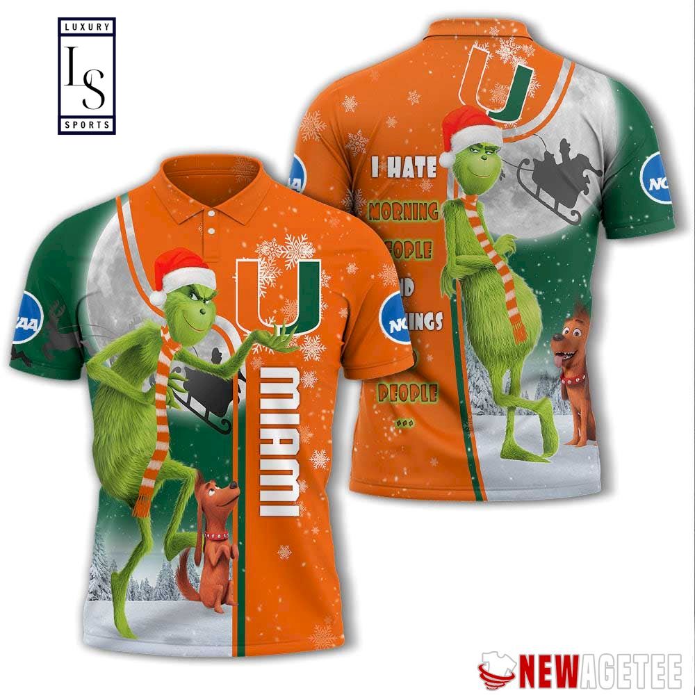 Grinch Stole Miami Hurricanes in Christmas Polo Shirt