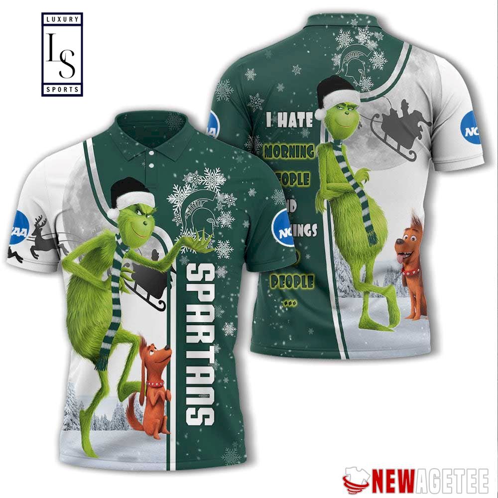 Grinch Stole Michigan State Spartans in Christmas Polo Shirt