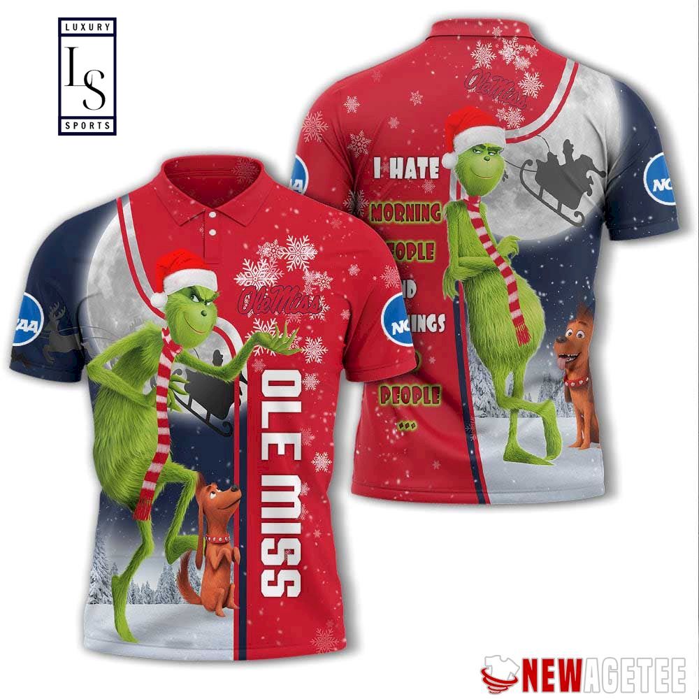 Grinch Stole Mississippi Rebels in Christmas Polo Shirt