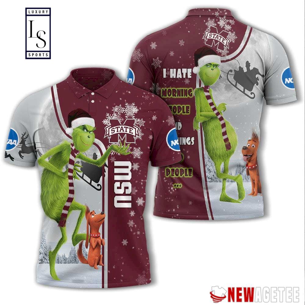 Grinch Stole Mississippi State Bulldogs in Christmas Polo Shirt