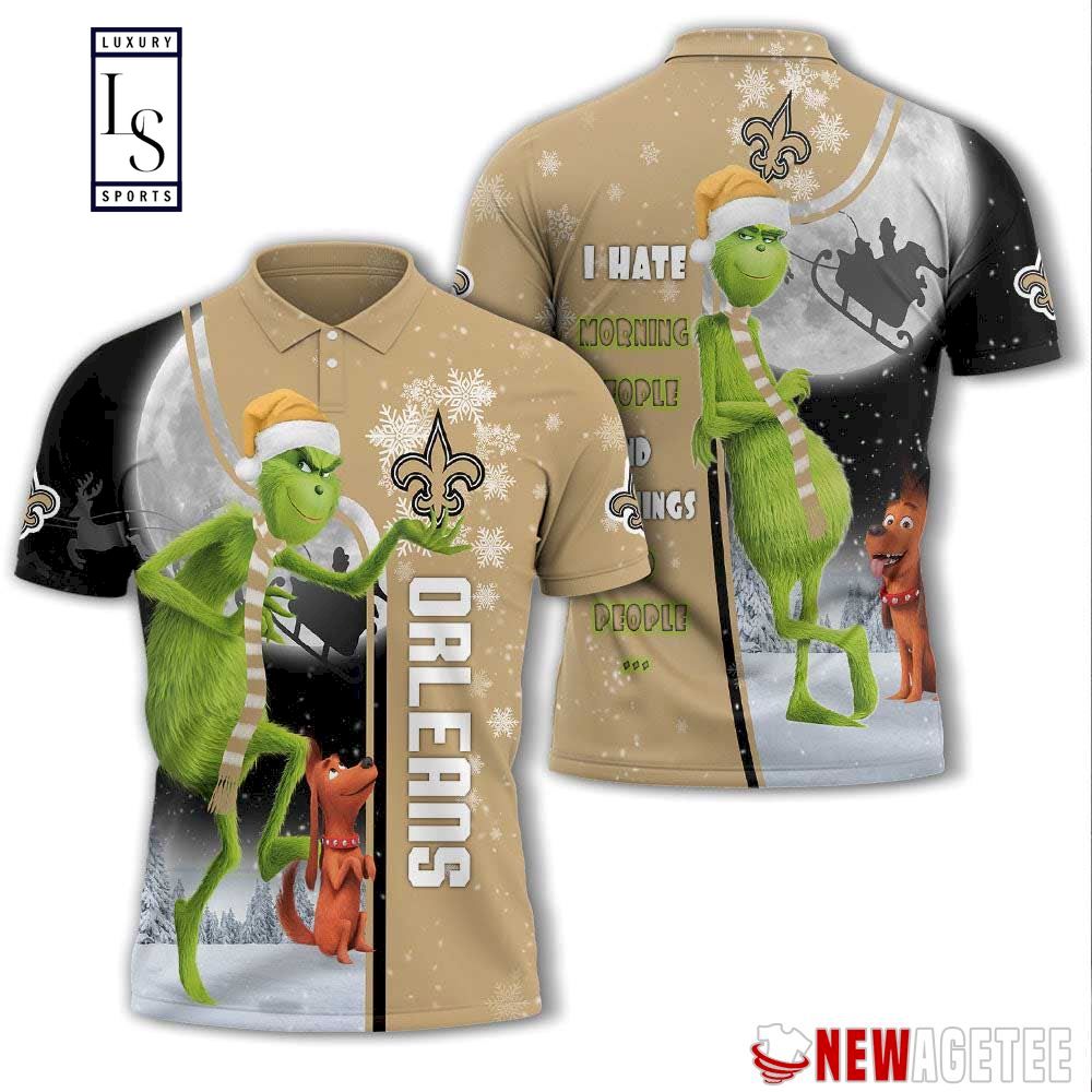 Grinch Stole New Orleans Saints in Christmas Polo Shirt