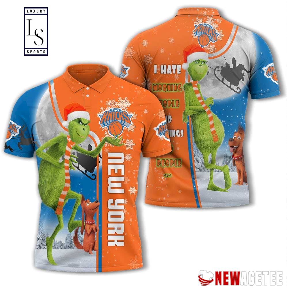 Grinch Stole New York Knicks in Christmas Polo Shirt