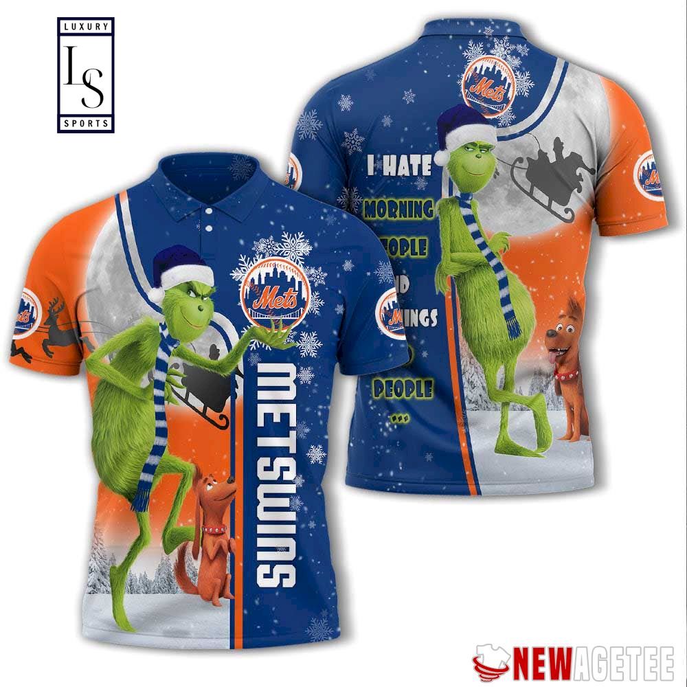 Grinch Stole New York Mets in Christmas Polo Shirt