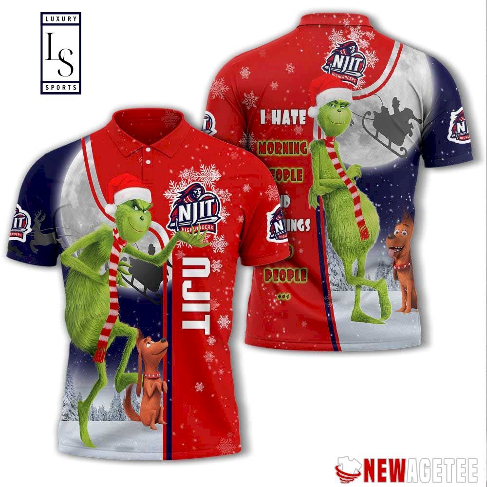 Grinch Stole Njit Highlanders in Christmas Polo Shirt